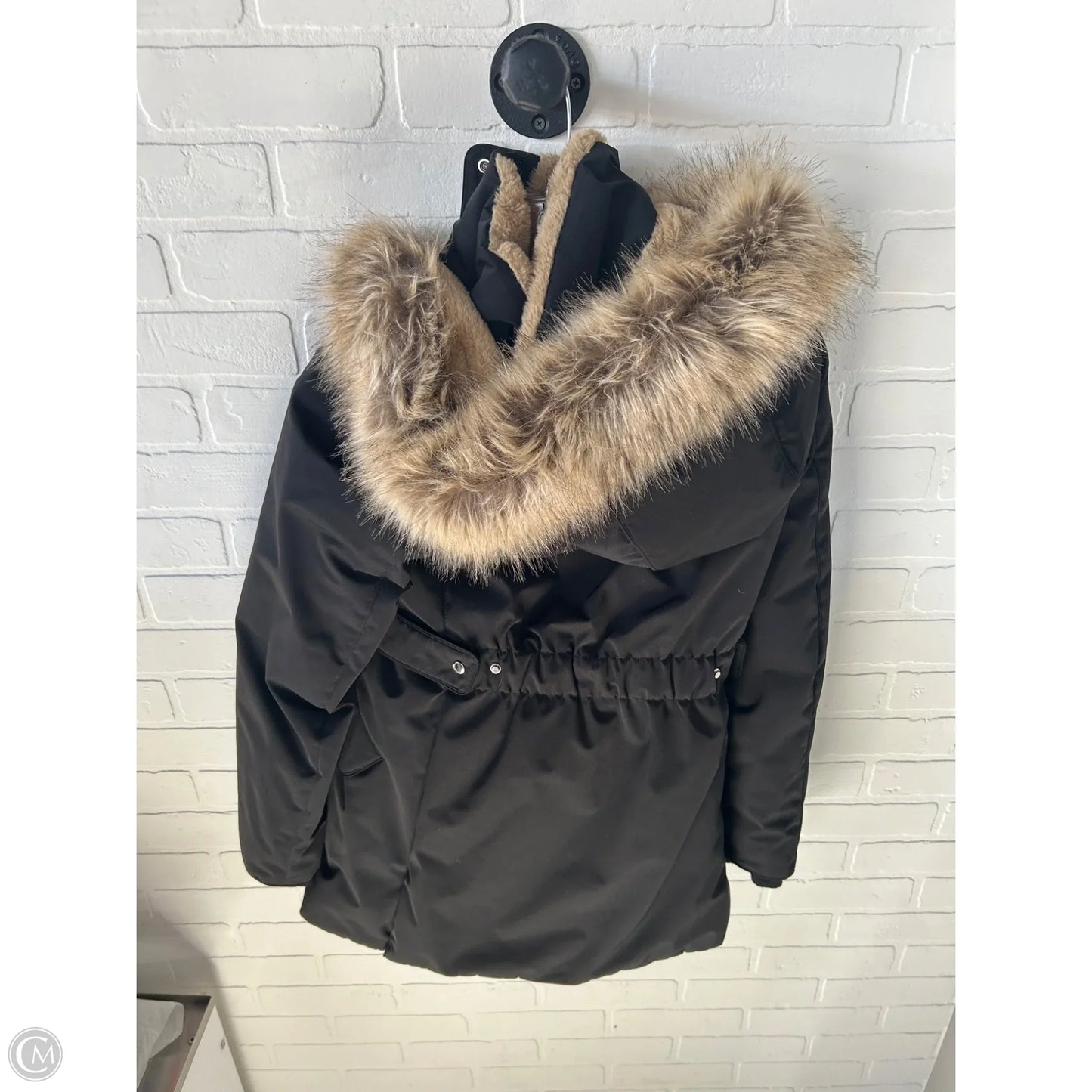Coat Parka By Zara In Black & Tan, Size: S