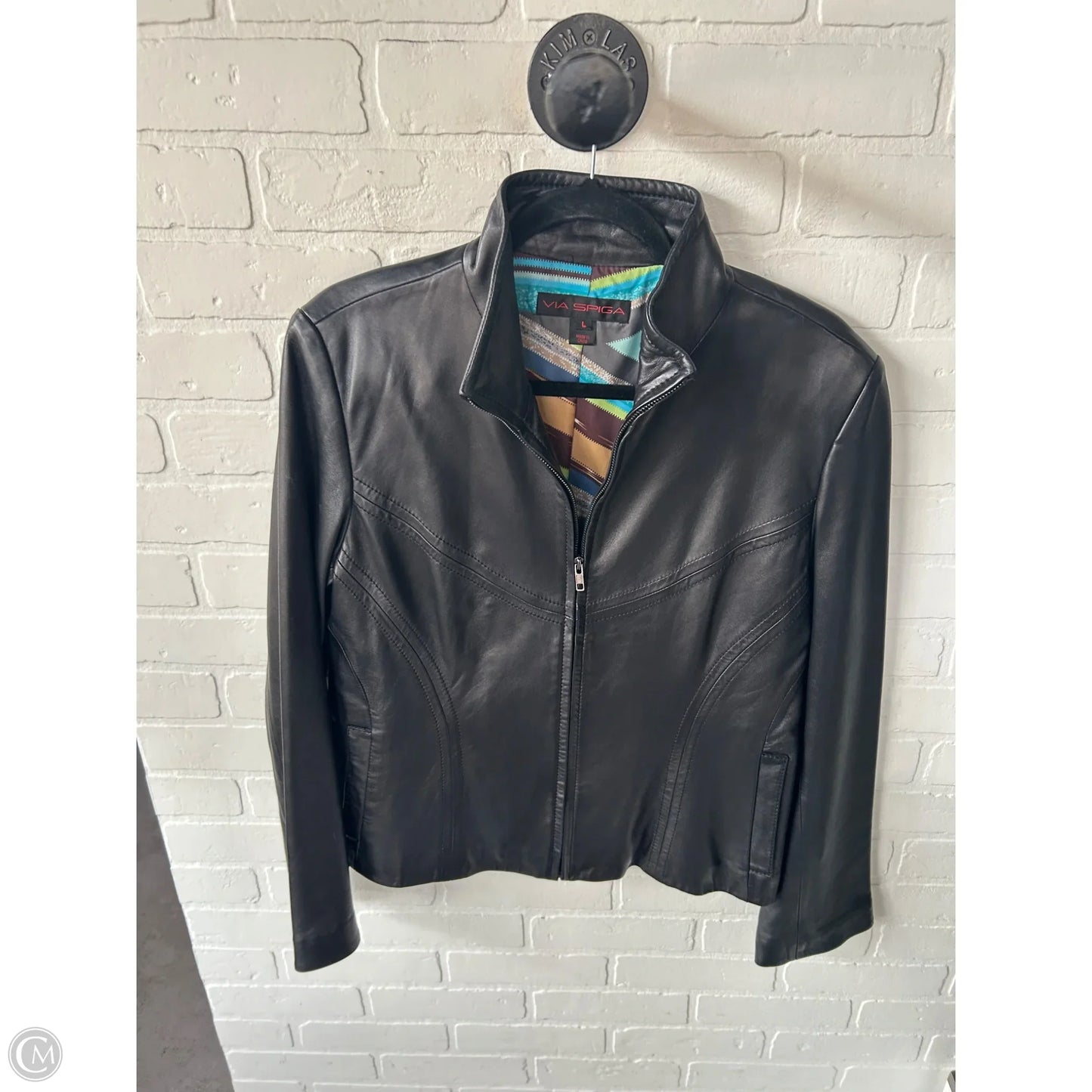 Jacket Leather By Via Spiga In Black, Size: L