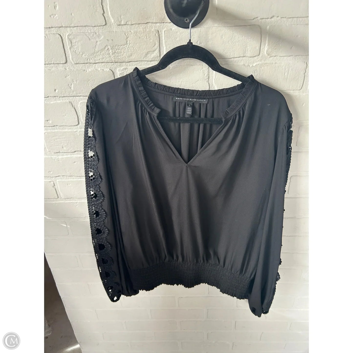 Top Long Sleeve By White House Black Market In Black, Size: L