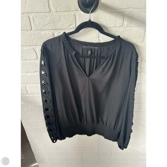 Top Long Sleeve By White House Black Market In Black, Size: L