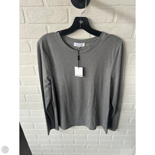 Top Long Sleeve By Calvin Klein In Silver, Size: L