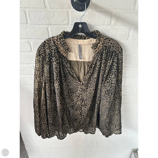 Top Long Sleeve By Anthropologie In Black & Tan, Size: 2x