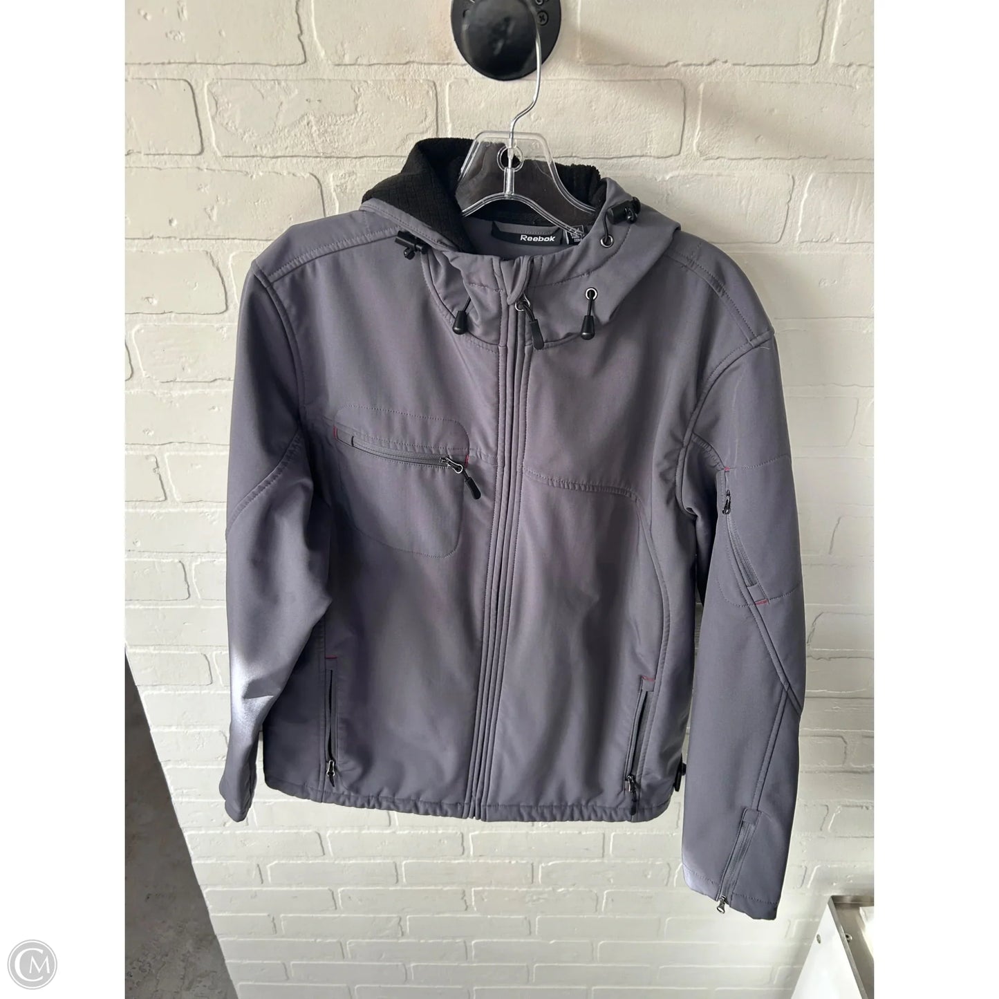 Jacket Fleece By Reebok In Grey, Size: M