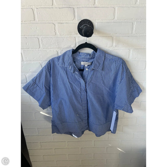 Top Short Sleeve By Loft In Blue & White, Size: L