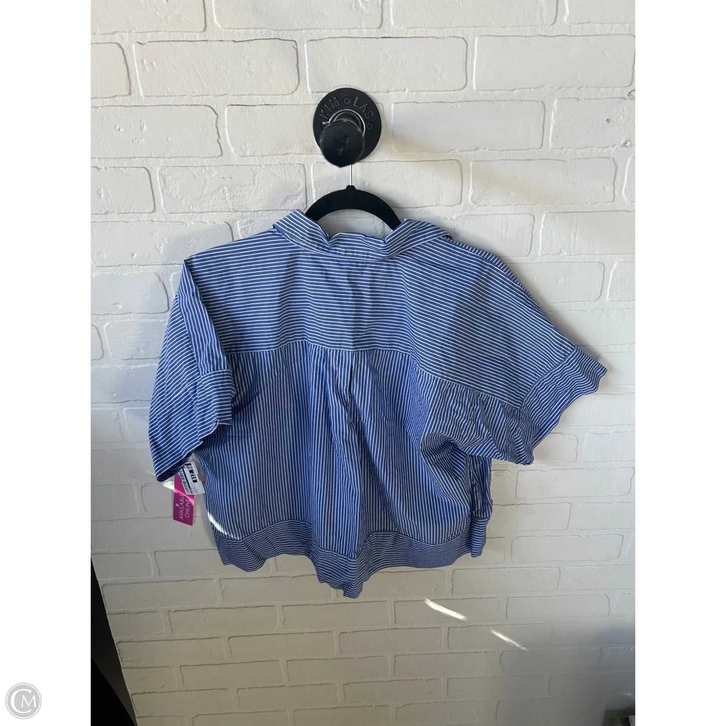 Top Short Sleeve By Loft In Blue & White, Size: L