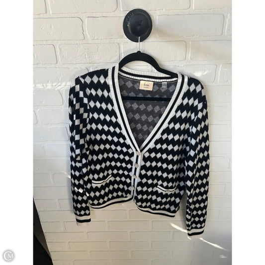 Sweater Cardigan By Elie Tahari In Black & White, Size: L
