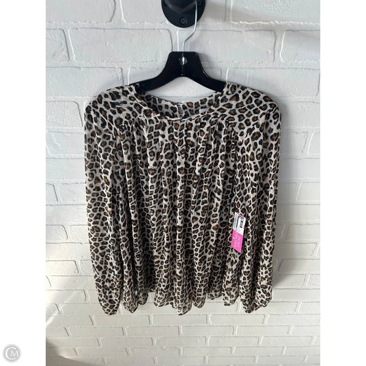 Top Long Sleeve By Maeve In Black & Cream, Size: M