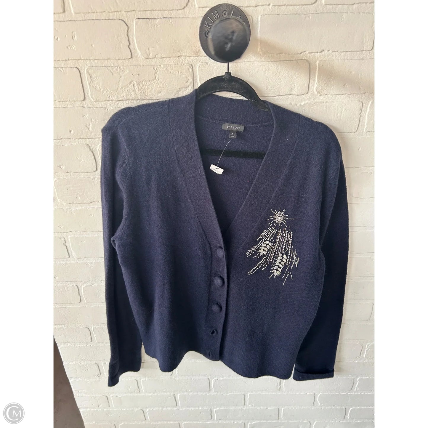 Sweater Cardigan By Talbots In Navy, Size: L
