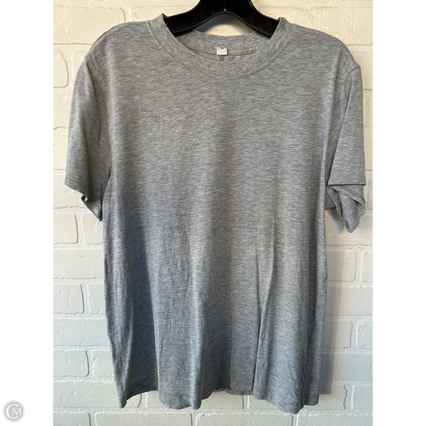 Athletic Top Short Sleeve By Lululemon In Grey, Size: S