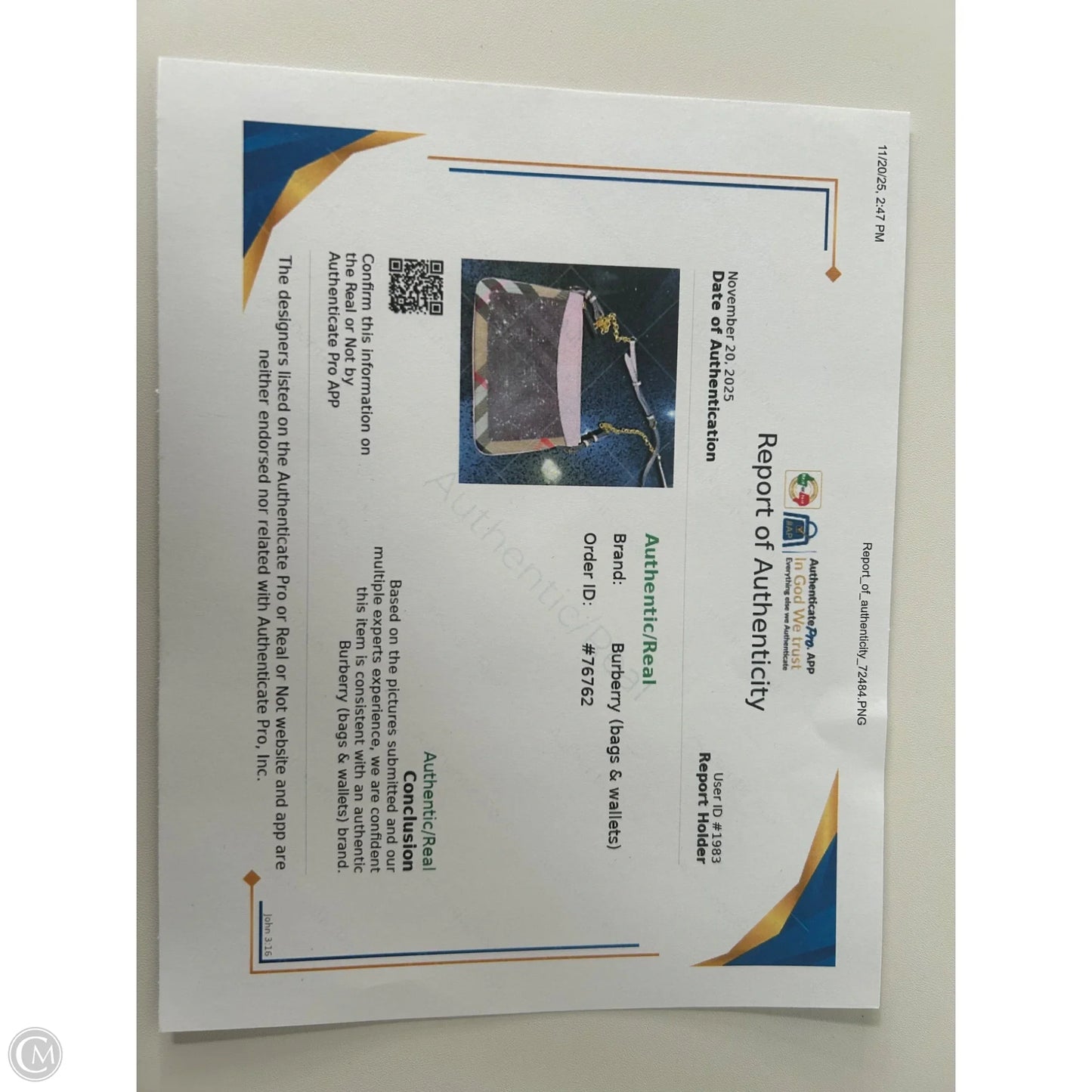 Crossbody Luxury Designer By Burberry, Size: Small