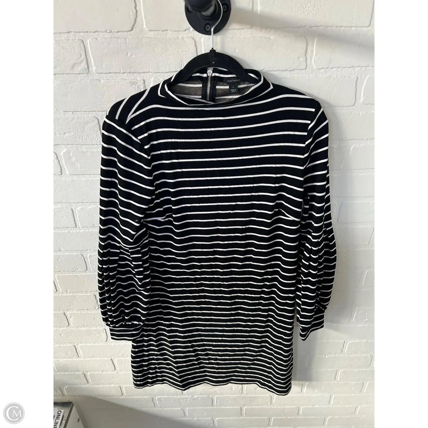 Dress Casual Midi By Ann Taylor In Black & White, Size: S