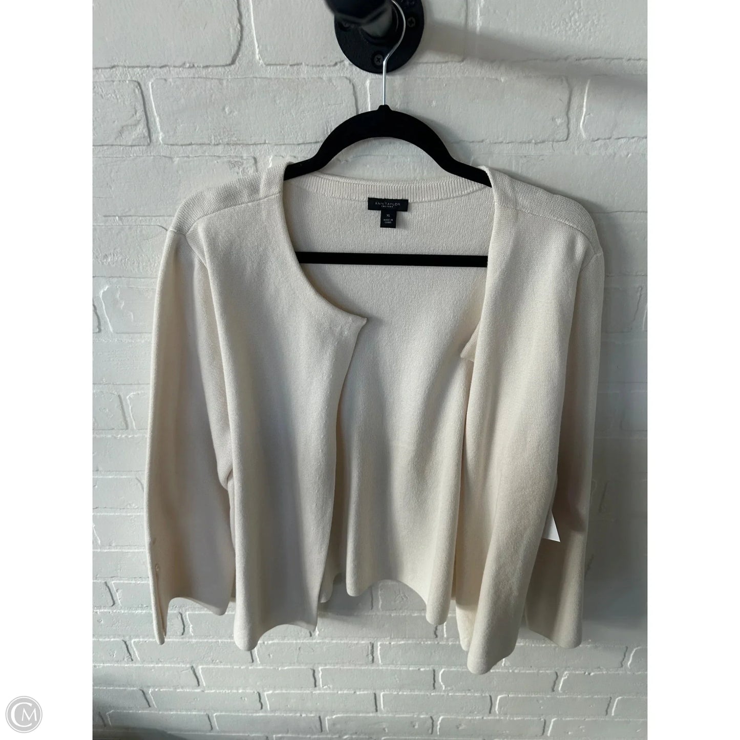 Sweater Cardigan By Ann Taylor In Cream, Size: Xl