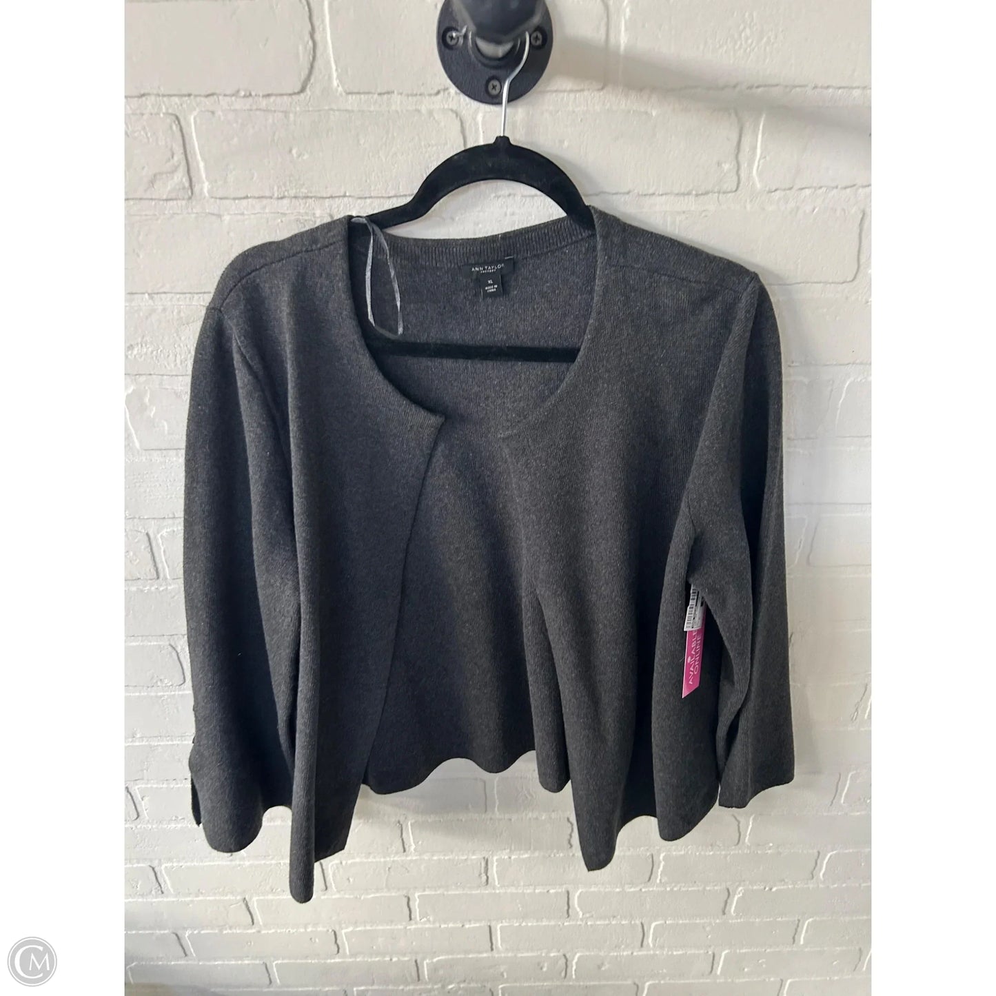 Sweater Cardigan By Ann Taylor In Grey, Size: Xl