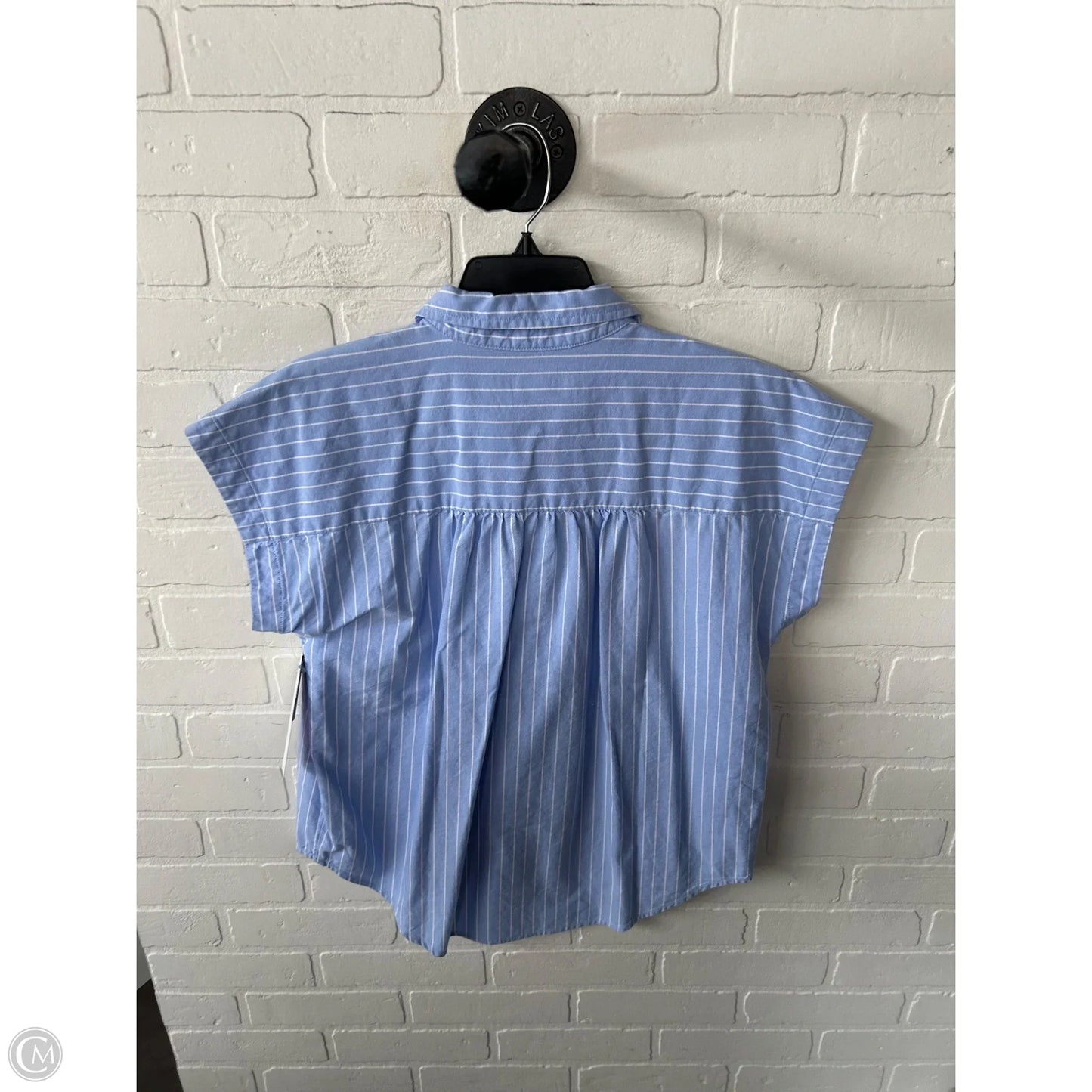 Top Short Sleeve By Ann Taylor In Blue & White, Size: S