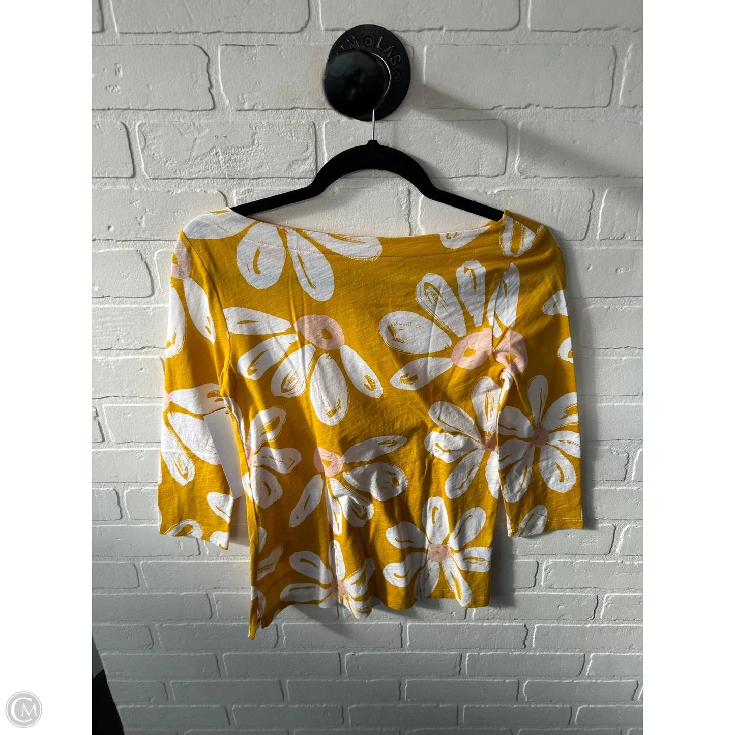 Top 3/4 Sleeve Basic By Loft In Yellow, Size: S