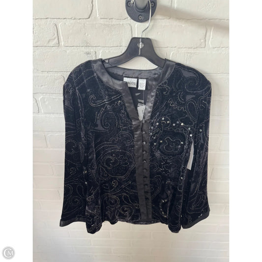 Top Long Sleeve By Chicos In Black & Gold, Size: Xs