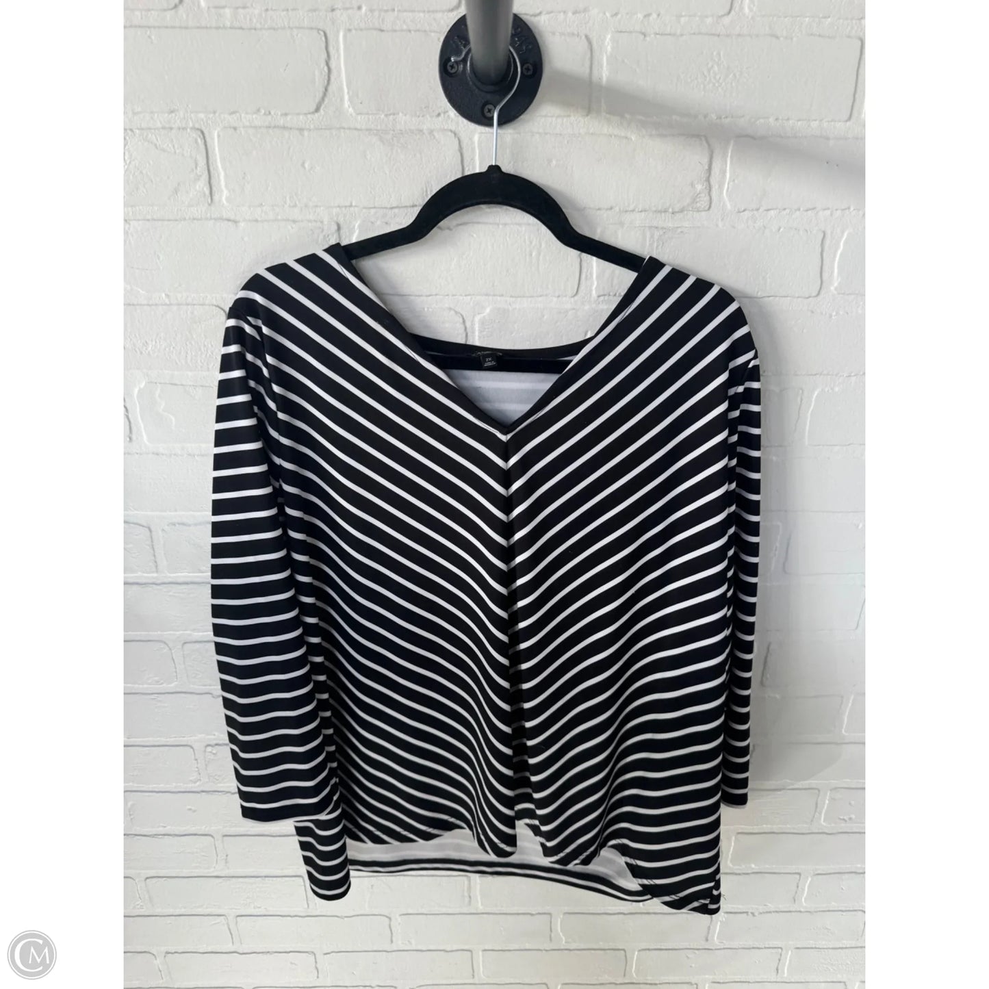 Top Long Sleeve By Talbots In Black & White, Size: 2x