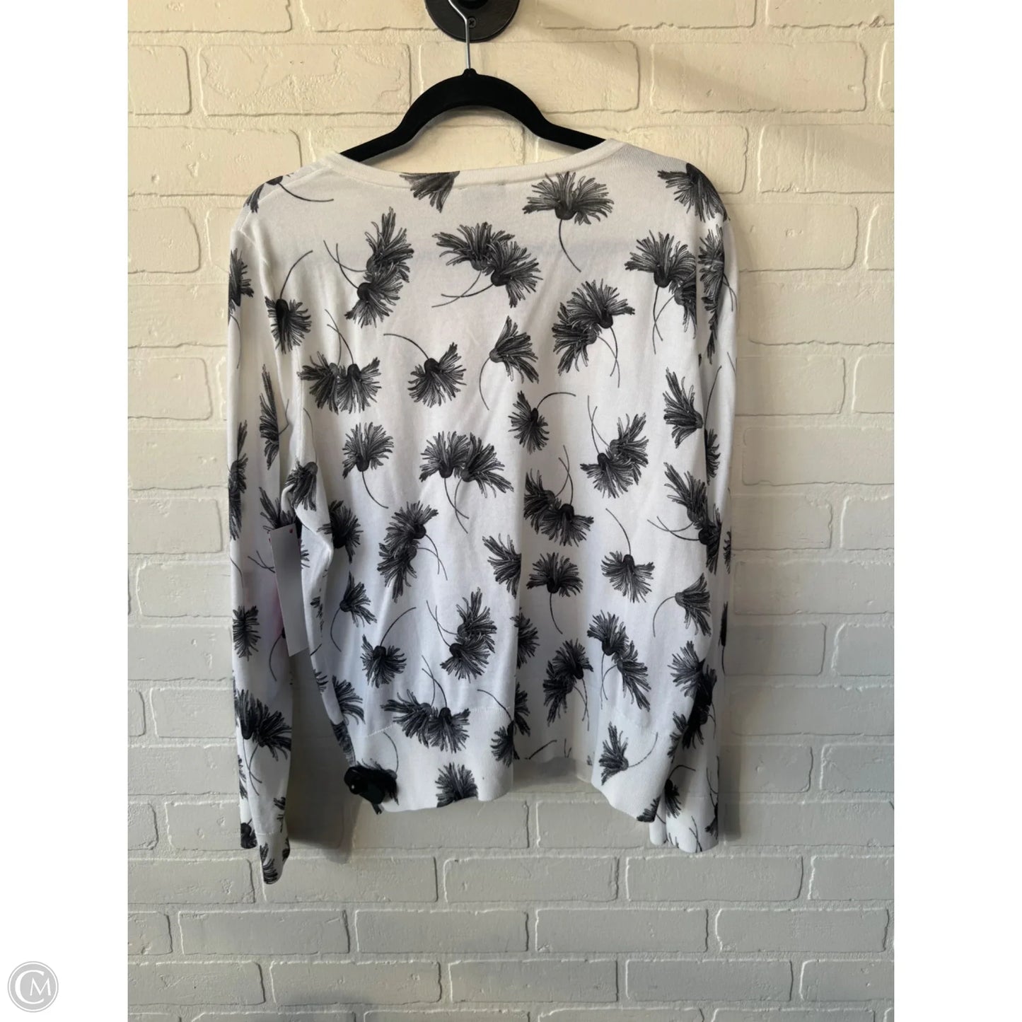 Sweater Cardigan By Talbots In Black & White, Size: Xl