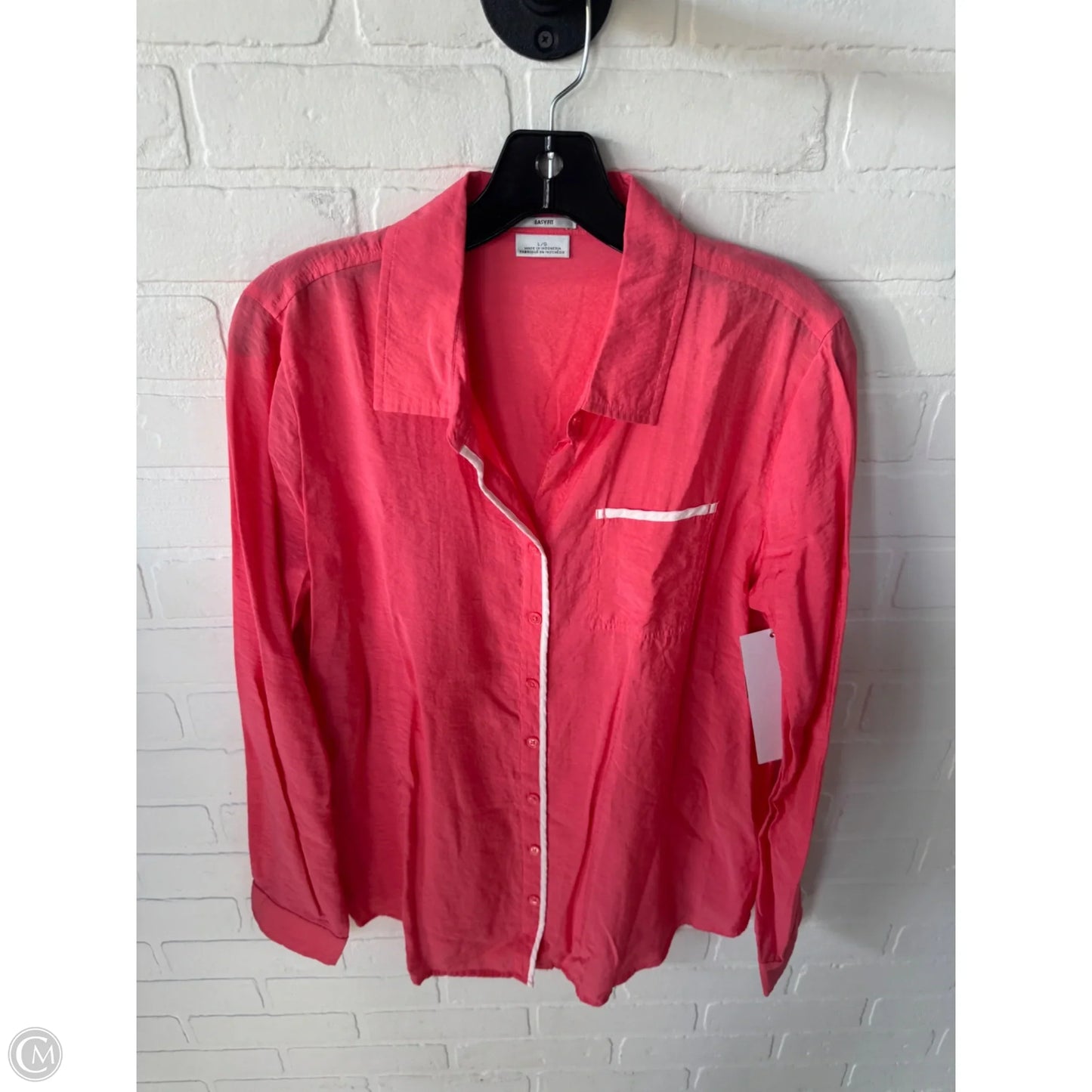 Top Long Sleeve By Van Heusen In Coral, Size: L