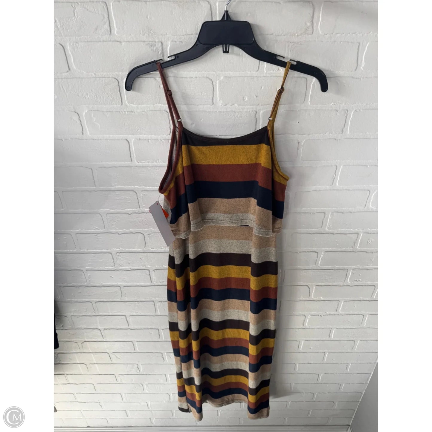 Dress Casual Midi By Shein In Brown & Yellow, Size: S