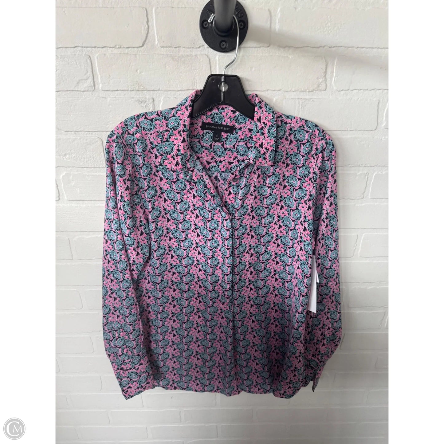 Top Long Sleeve By Banana Republic In Blue & Pink, Size: S