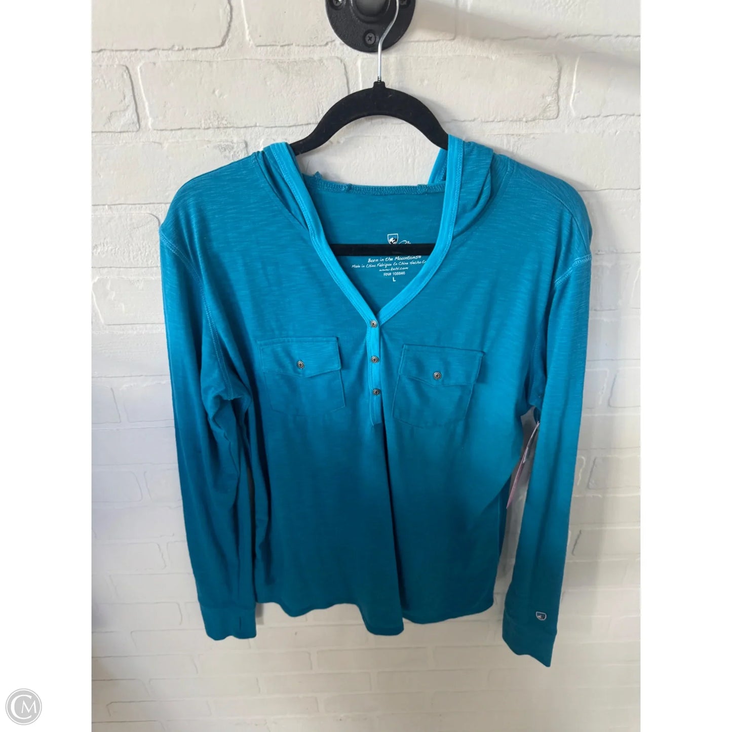 Athletic Top Long Sleeve Hoodie By Kuhl In Blue, Size: L