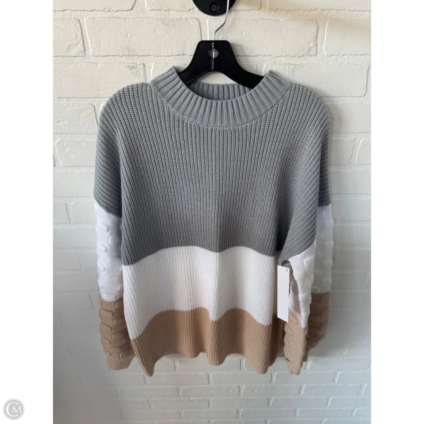 Sweater By Cme In Grey & Tan, Size: Xl