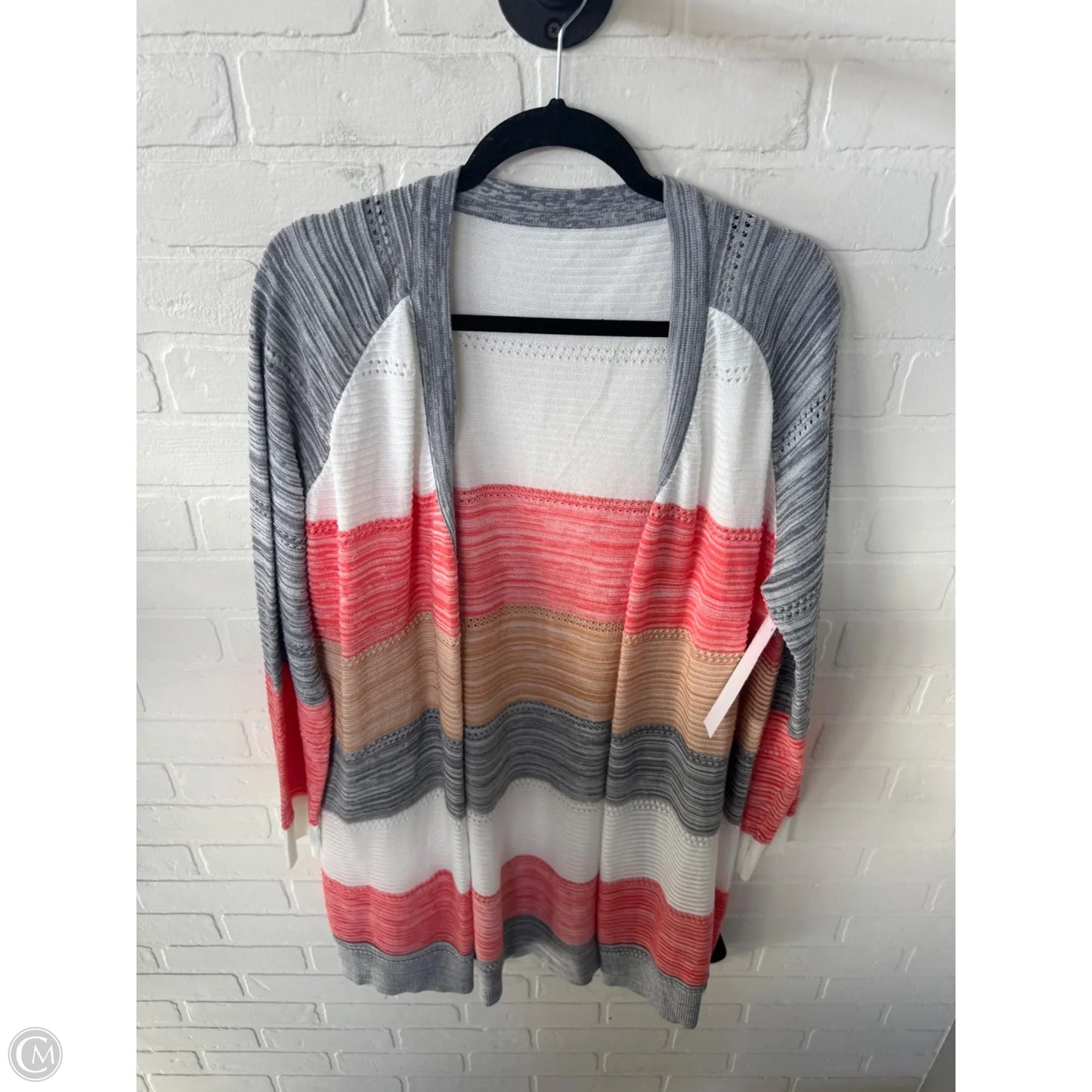 Sweater Cardigan By Clothes Mentor In Grey & Orange, Size: Xl