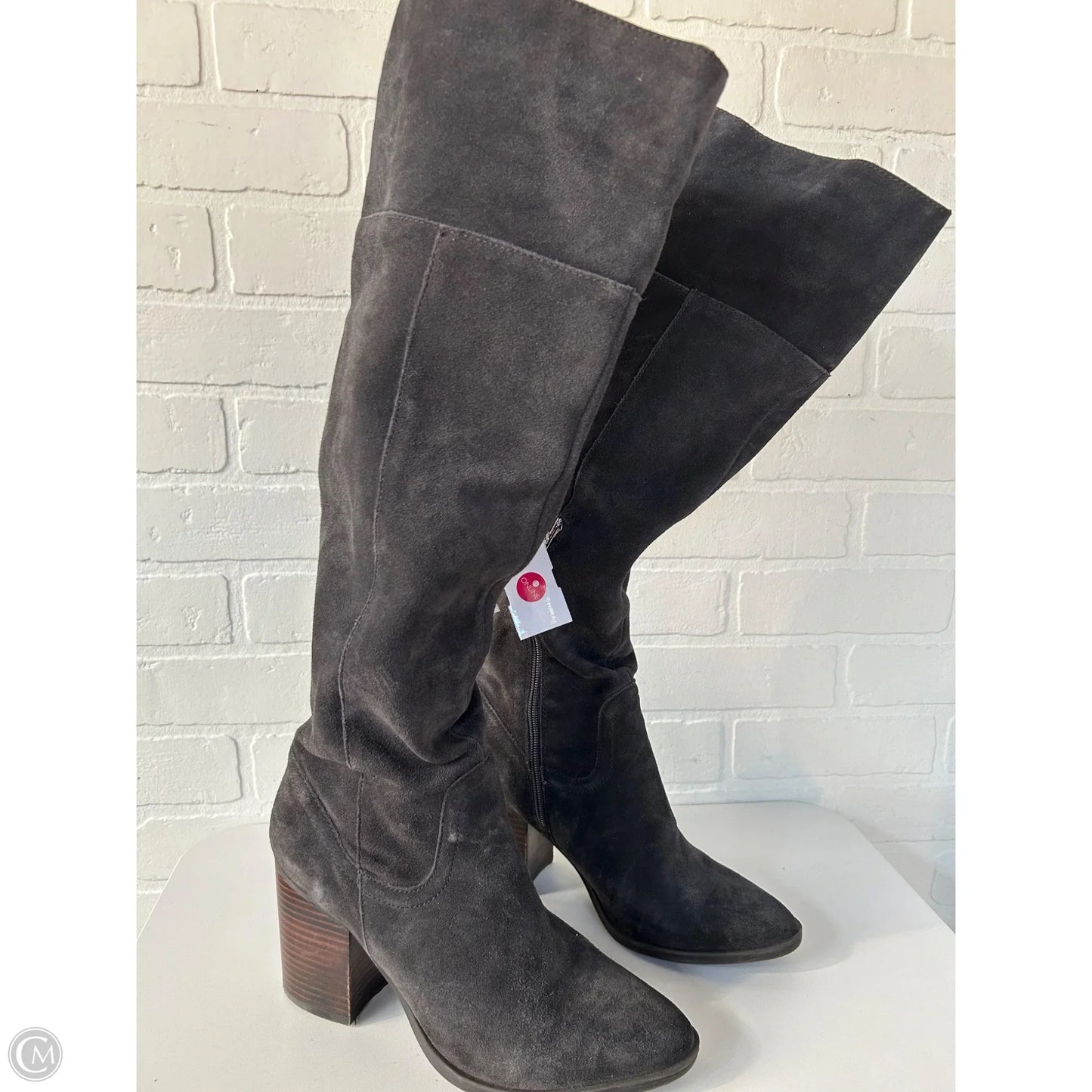 Boots Knee Heels By Steve Madden In Grey, Size: 10