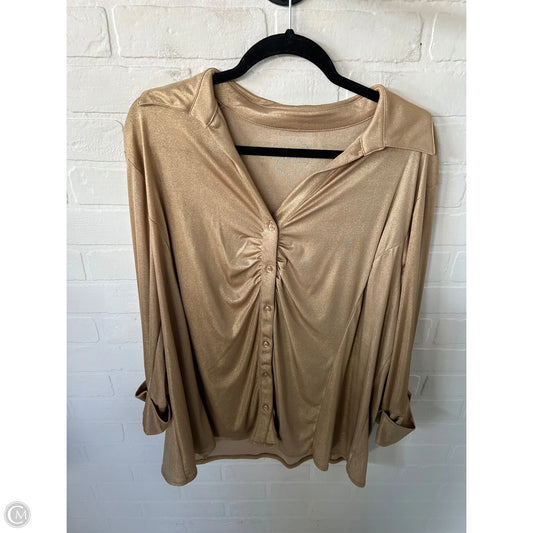 Top Long Sleeve By Inc In Gold, Size: 2x