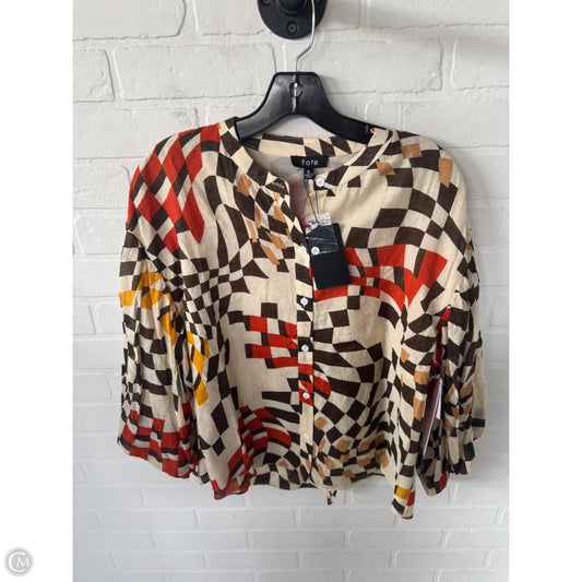 Top Long Sleeve By Fate In Cream & Orange, Size: S
