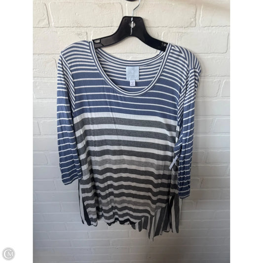 Top 3/4 Sleeve By Sunday In Blue & Grey, Size: 2x