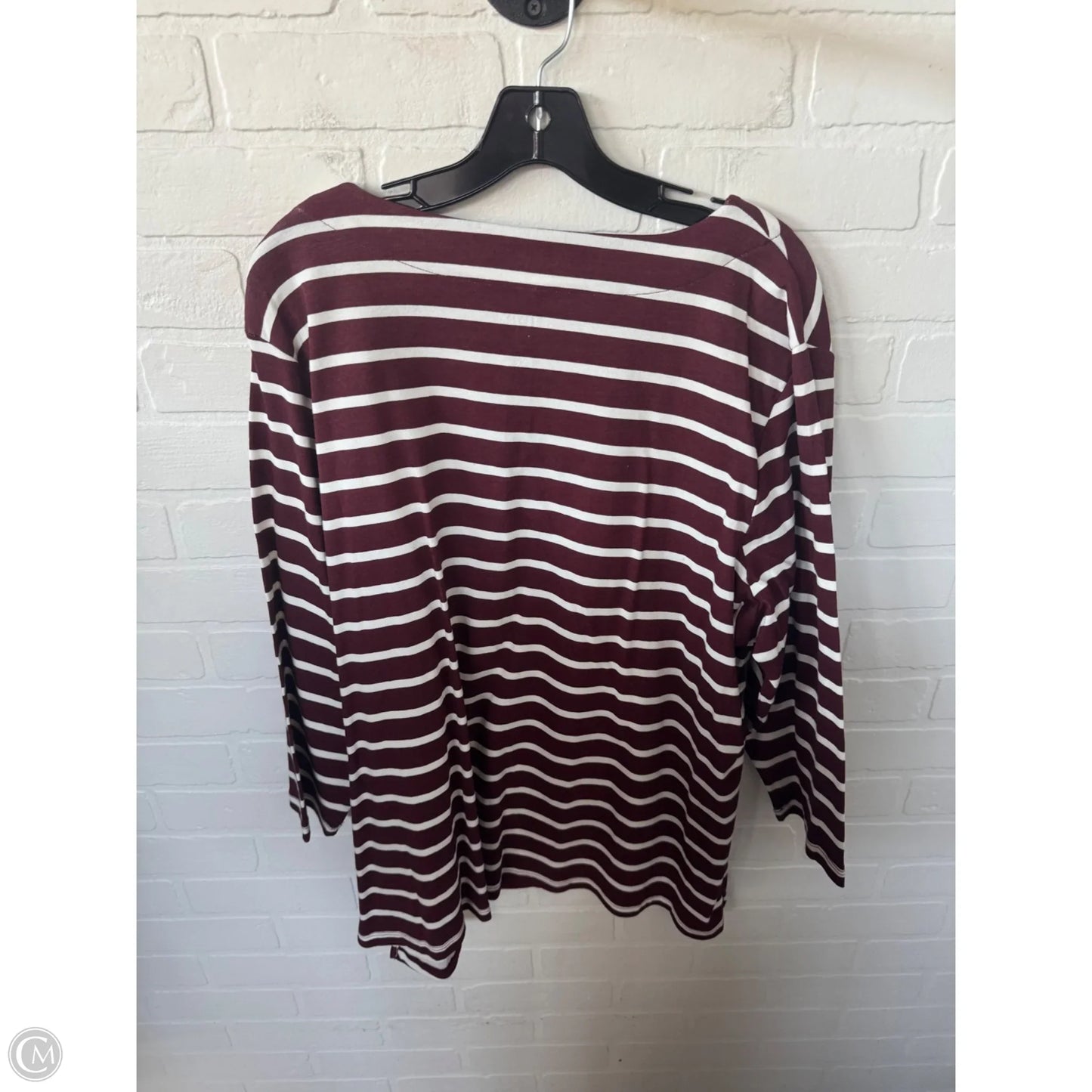 Top 3/4 Sleeve Basic By Croft And Barrow In Red & White, Size: 2x