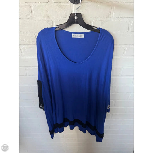Top 3/4 Sleeve By Cme In Black & Blue, Size: 2x