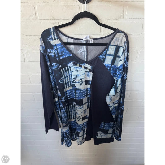 Top Long Sleeve By Cme In Blue & White, Size: 2x