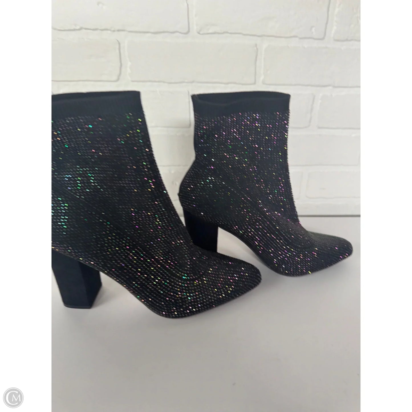 Boots Ankle Heels By Clothes Mentor In Black, Size: 7.5