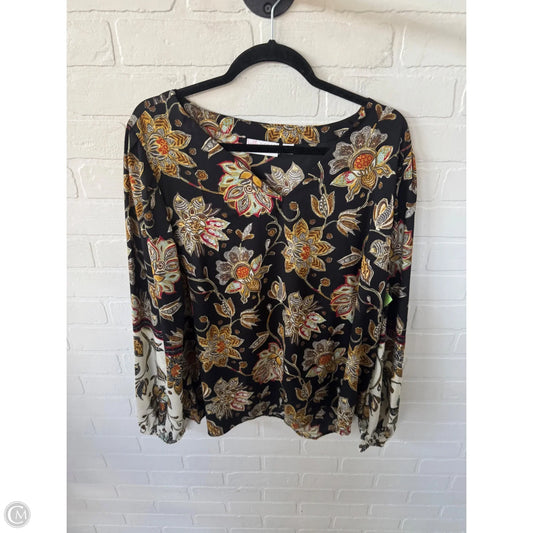 Top Long Sleeve By Belle By Kim Gravel In Black & Cream, Size: Xl