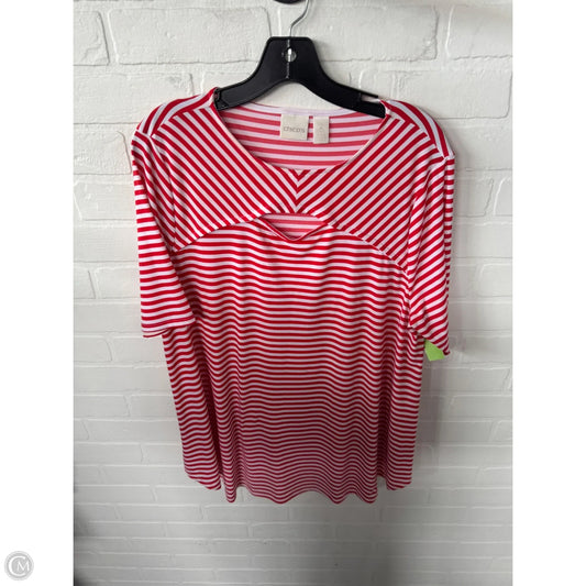 Top Short Sleeve By Chicos In Red & White, Size: L