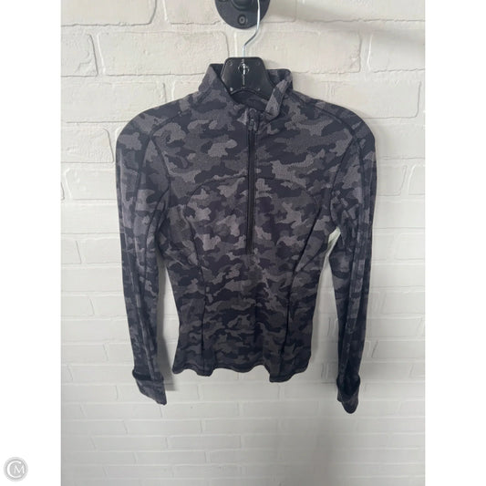 Athletic Top Long Sleeve Collar By Lululemon In Black & Grey, Size: S