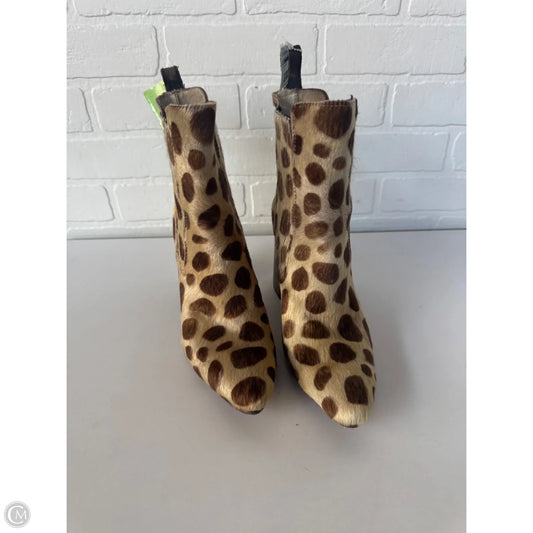 Boots Mid-calf Heels By Freebird In Brown & Cream, Size: 9