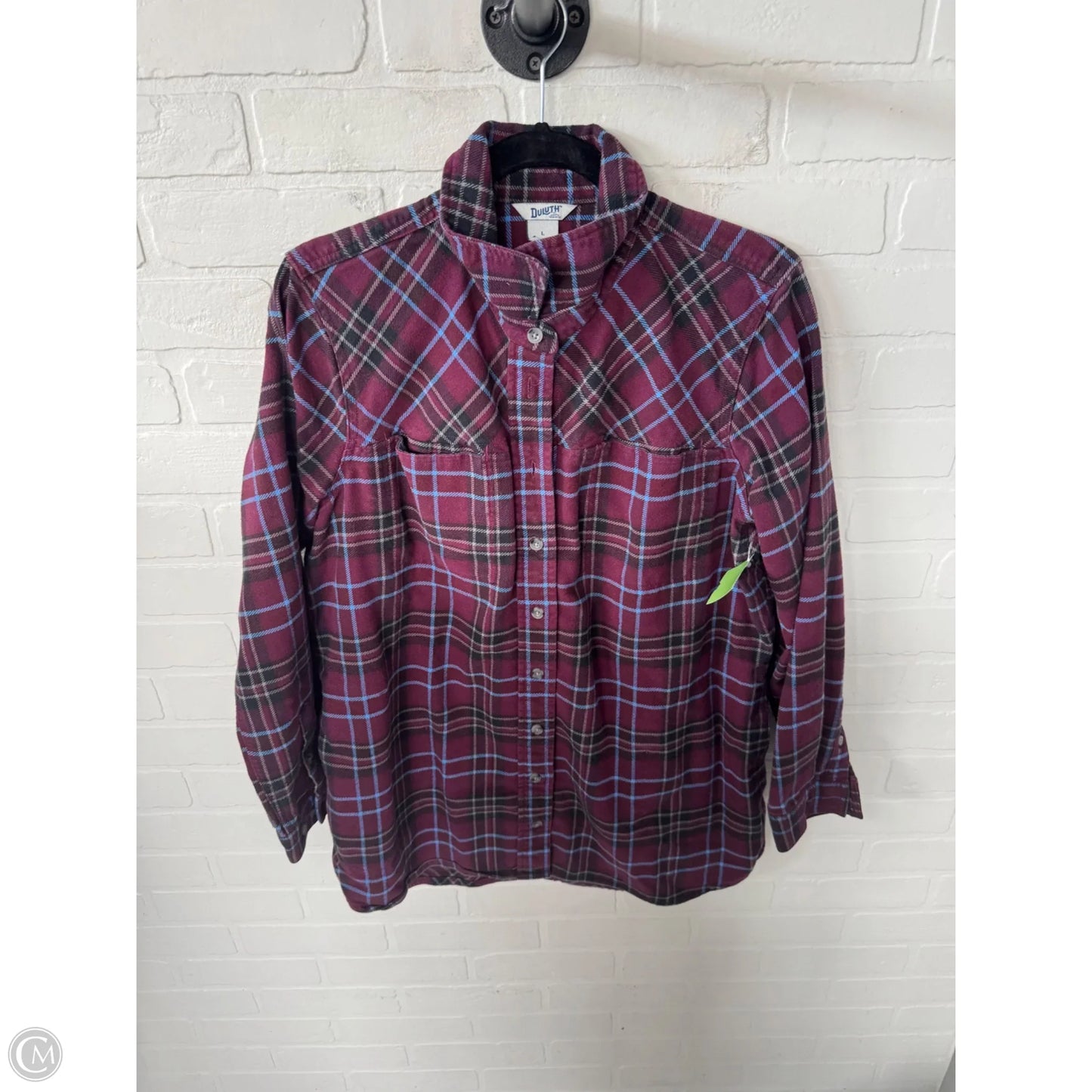 Jacket Shirt By Duluth Trading In Maroon, Size: L