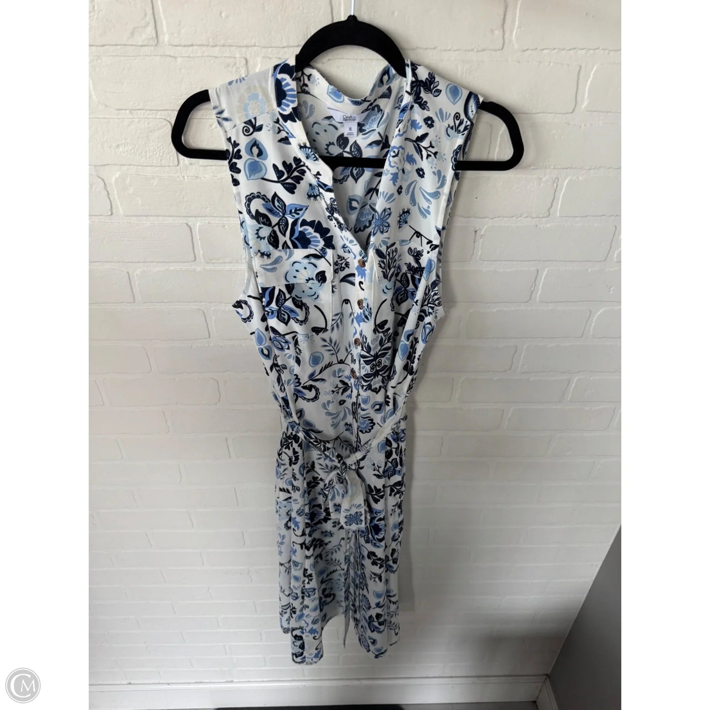 Dress Casual Midi By Croft And Barrow In Blue & White, Size: Xl