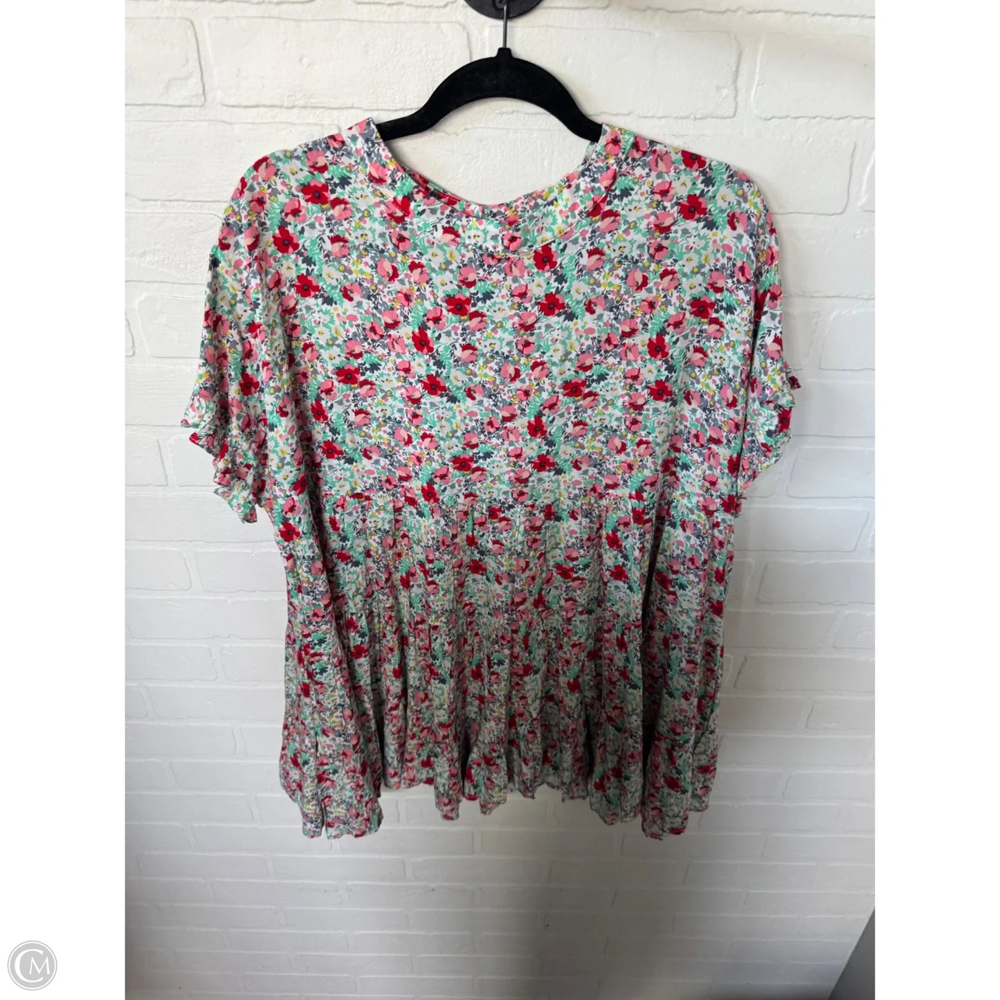 Top Short Sleeve By Chicsoul In Green & Pink, Size: 1x