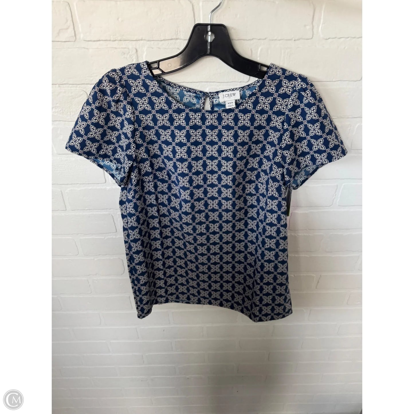 Top Short Sleeve By J. Crew In Blue & White, Size: Xxs