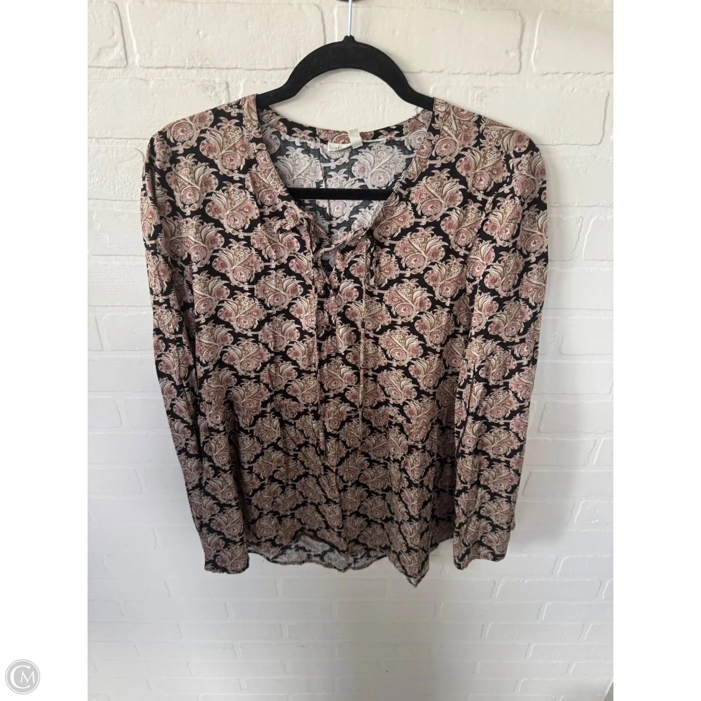 Top Long Sleeve By Daniel Rainn In Black & Cream, Size: M