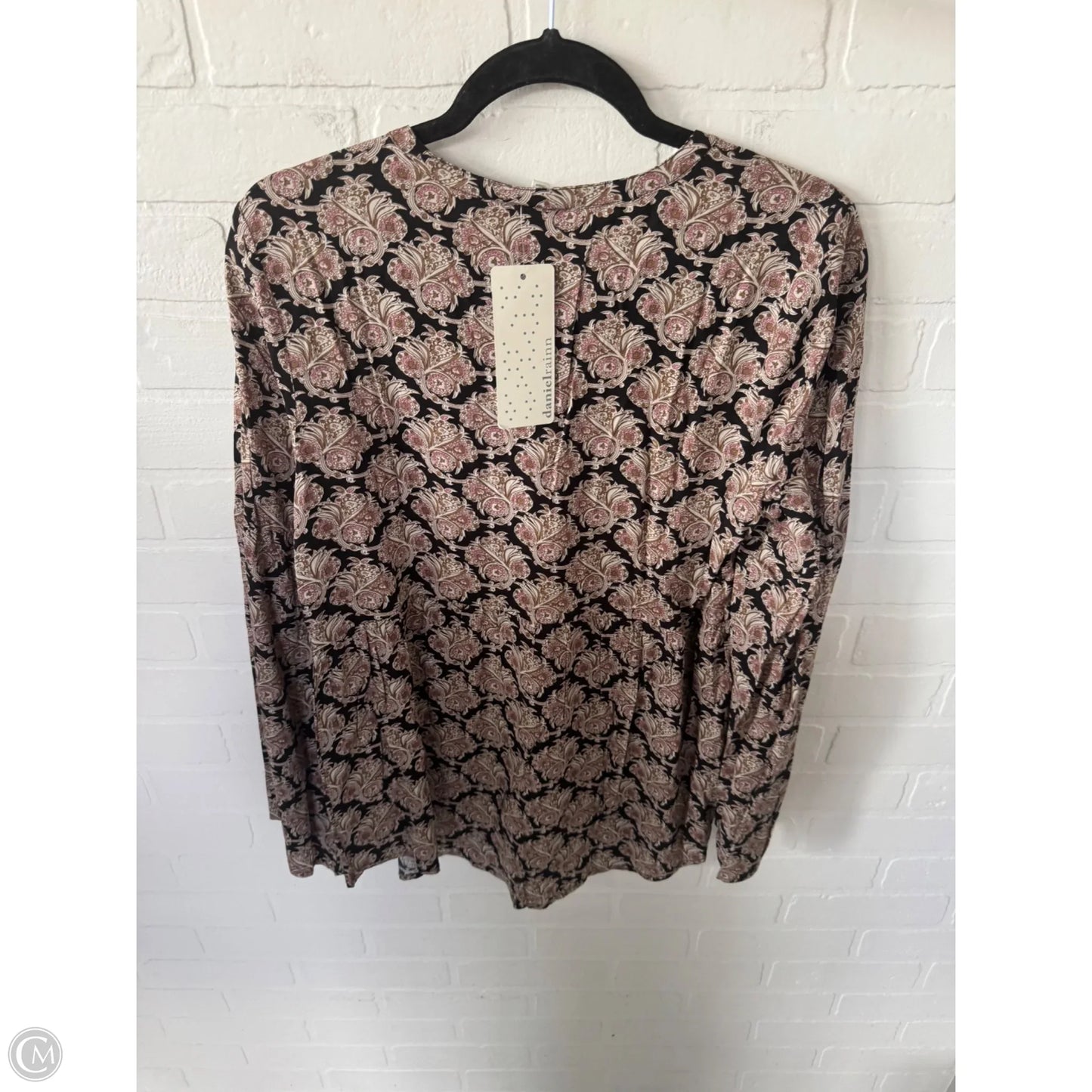Top Long Sleeve By Daniel Rainn In Black & Cream, Size: M