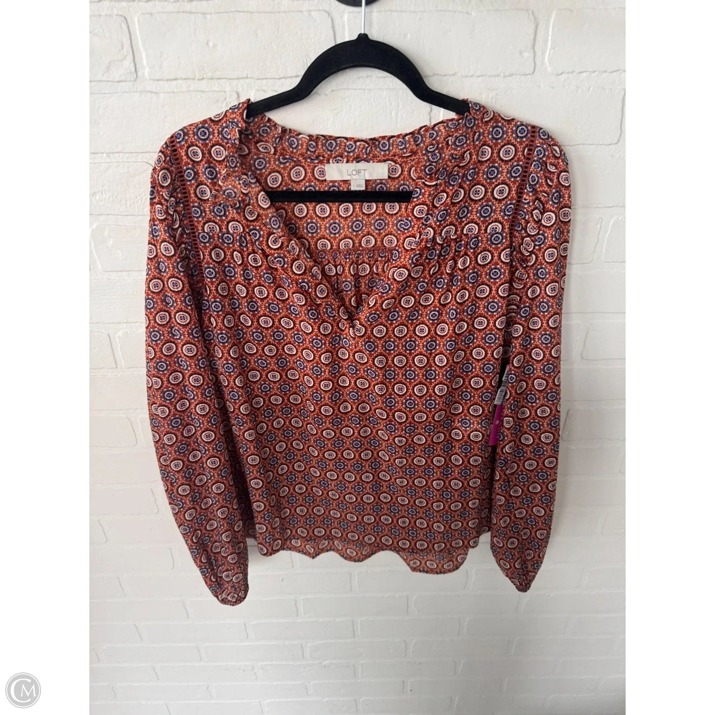 Top Long Sleeve By Loft In Blue & Brown, Size: L