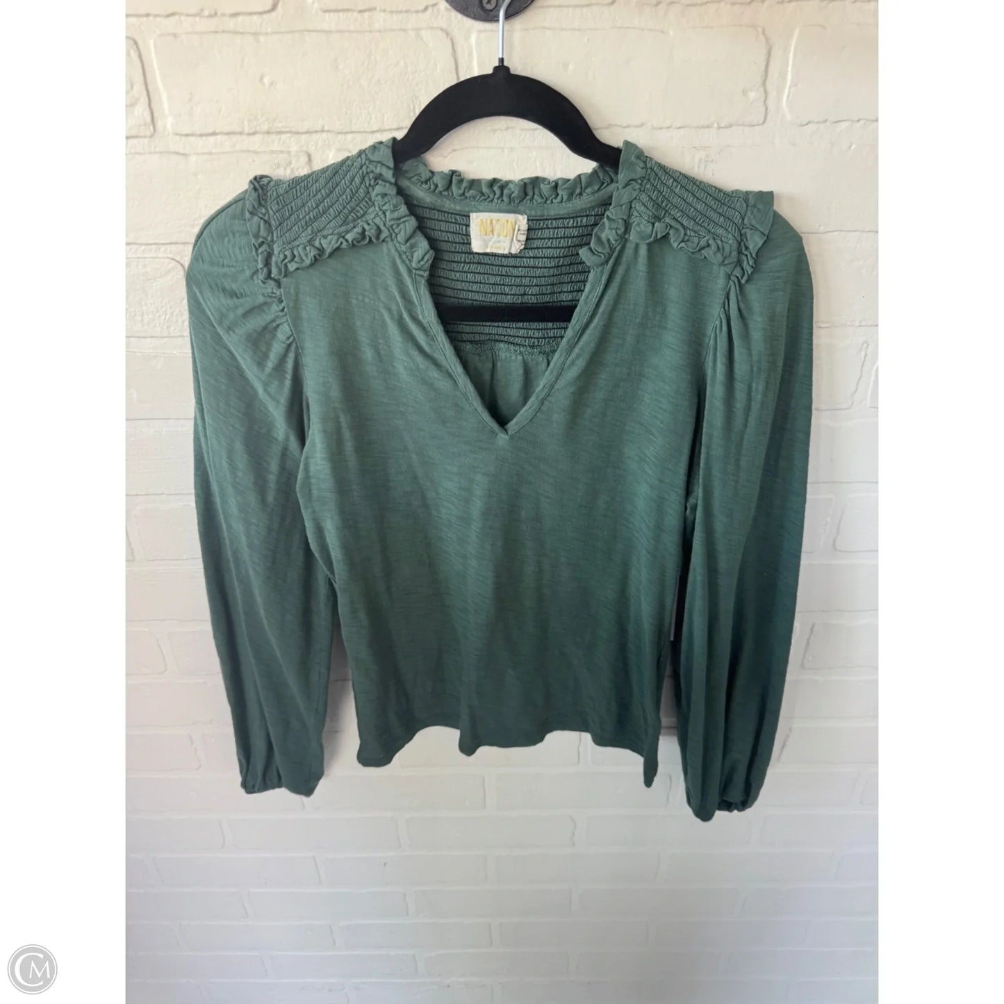 Top Long Sleeve By Nation In Green, Size: Xs