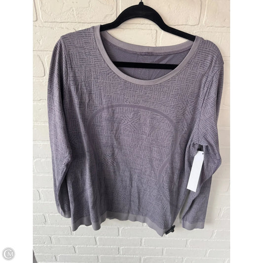 Athletic Top Long Sleeve Crewneck By Lululemon In Grey & Purple, Size: Xl