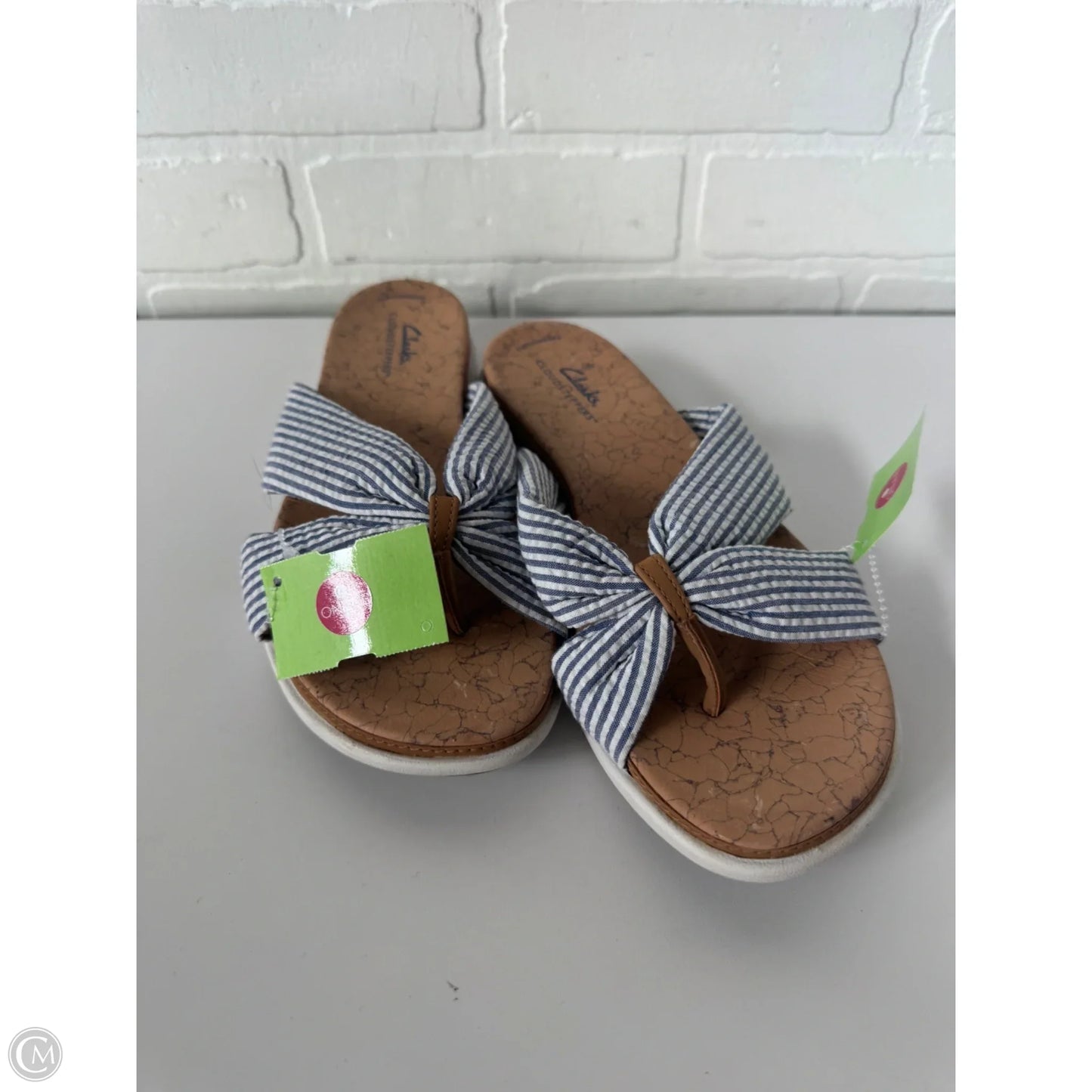 Sandals Flats By Clarks In Blue & White, Size: 9
